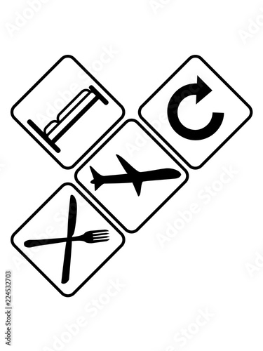 Tableau sur toile eat sleep repeat essen schlafen wiederholen flugzeug jetset weltreise ferien log
