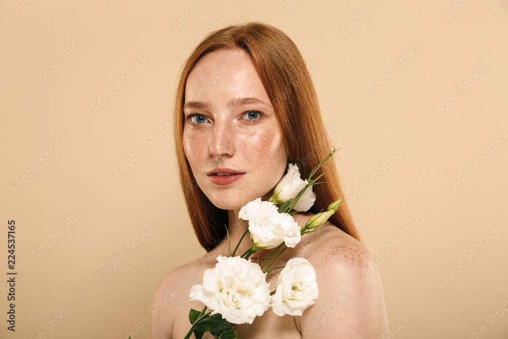 Beauty portrait of a fresh young topless redhead girl Beauty portrait of a fresh young topless redhead girl