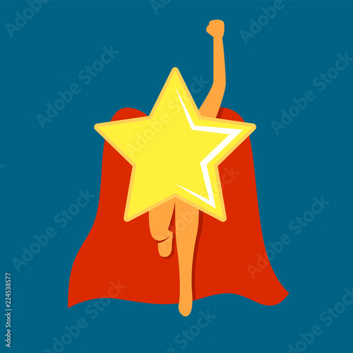 Super star with cape or cloak. Comics style. Vector illustration design.