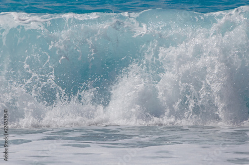 close up of surf on beach in Nice, France
