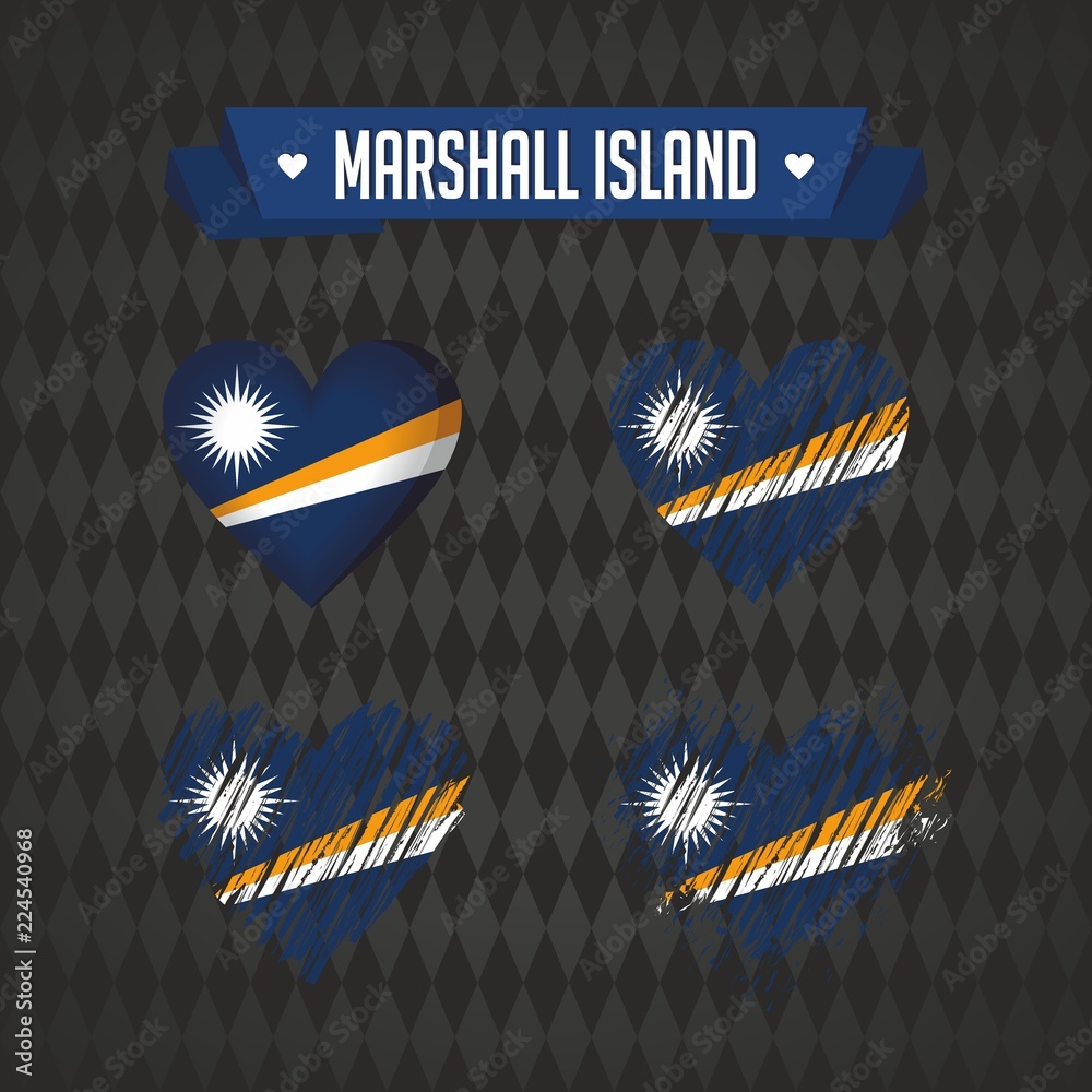 Fototapeta Marshall Islands with love. Design vector broken heart with flag inside.