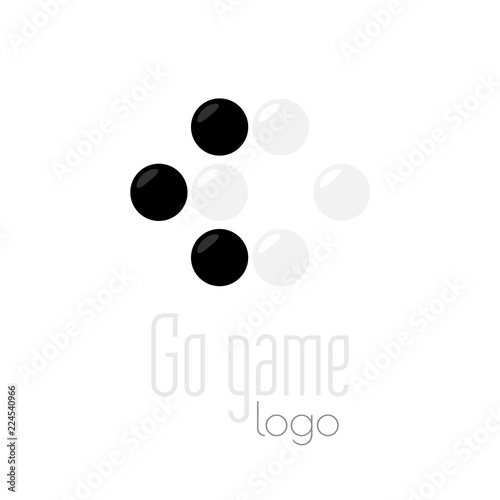 Go game logo. Baduk ko rule position. Black and white stones from weiqi board game isolated on white background. Chinese strategy. Pure design.