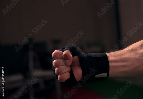 Wrapping hands with boxing wraps