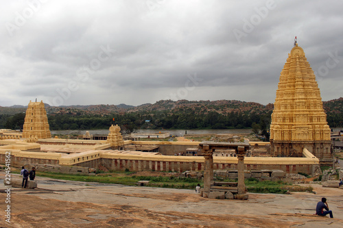 The prominent Virupaksha Temple  still in use  of Hampi