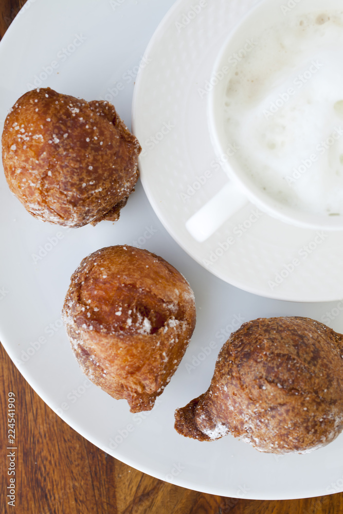 Morning cappucino with delicious muffins