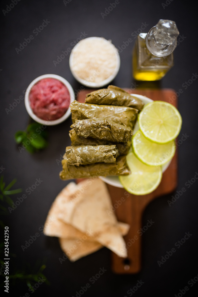 Arabian food Cigar cigar from grape leaf Arabian food Cigar cigar from grape leaf