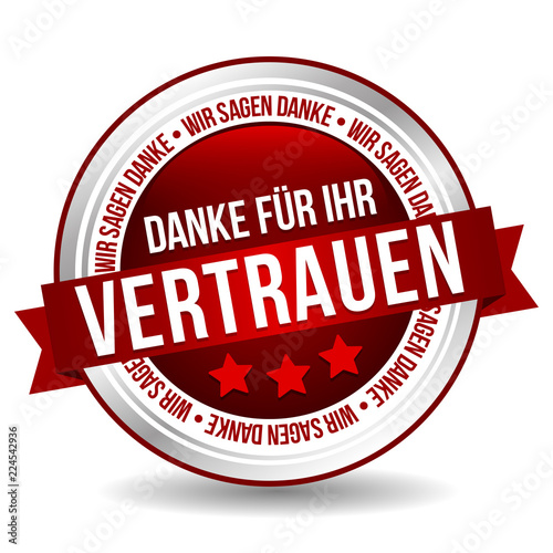 Siegel Button Banner - Danke für Ihr Vertrauen - in rot und silber