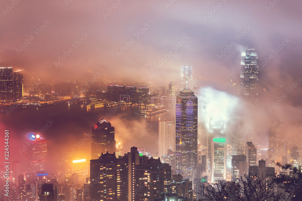 Fototapeta premium Hong Kong Cityscape in vintage tone