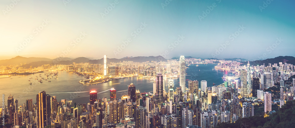 Obraz premium Hong Kong Cityscape in vintage tone
