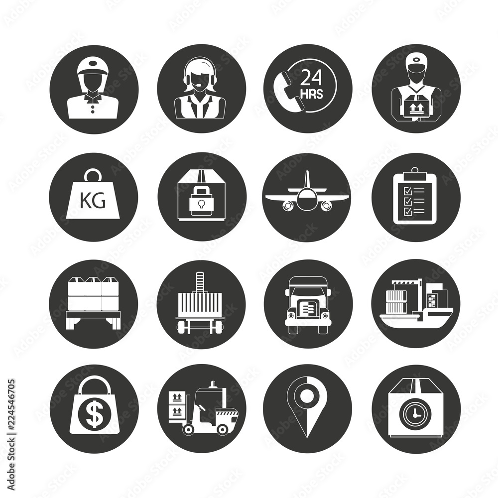 shipping and logistics icon set in circle button shipping and logistics icon set in circle button