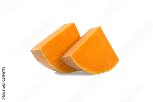 pumpkin chopped slices isolated on white background