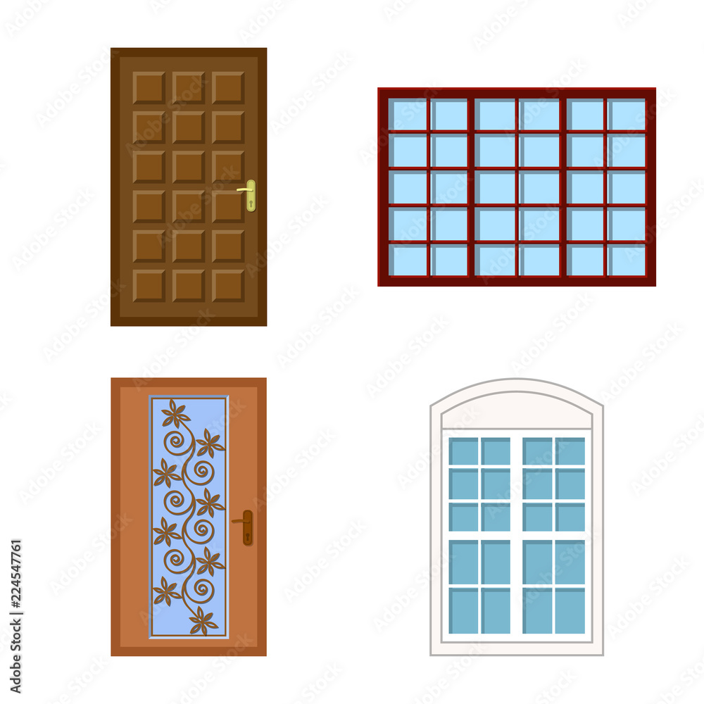 Vector illustration of door and front logo. Collection of door and wooden stock vector illustration. Vector illustration of door and front logo. Collection of door and wooden stock vector illustration.