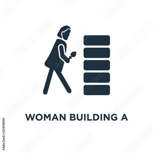 woman building a wall icon