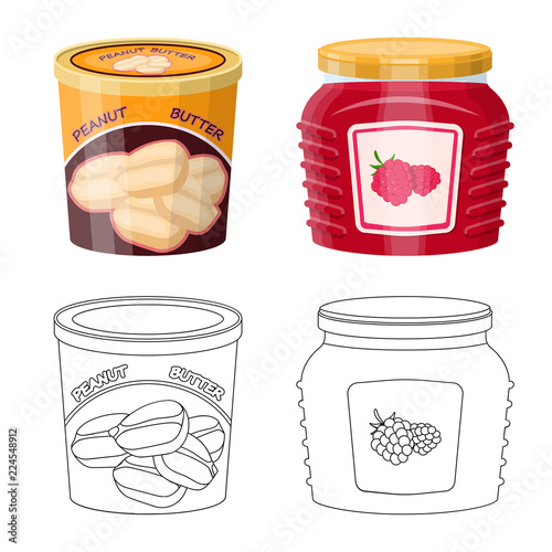 Isolated object of can and food icon. Set of can and package stock vector illustration.
