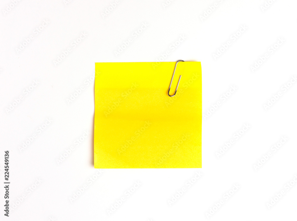 Clip paper and paper note on white background. Clip paper and paper note on white background.