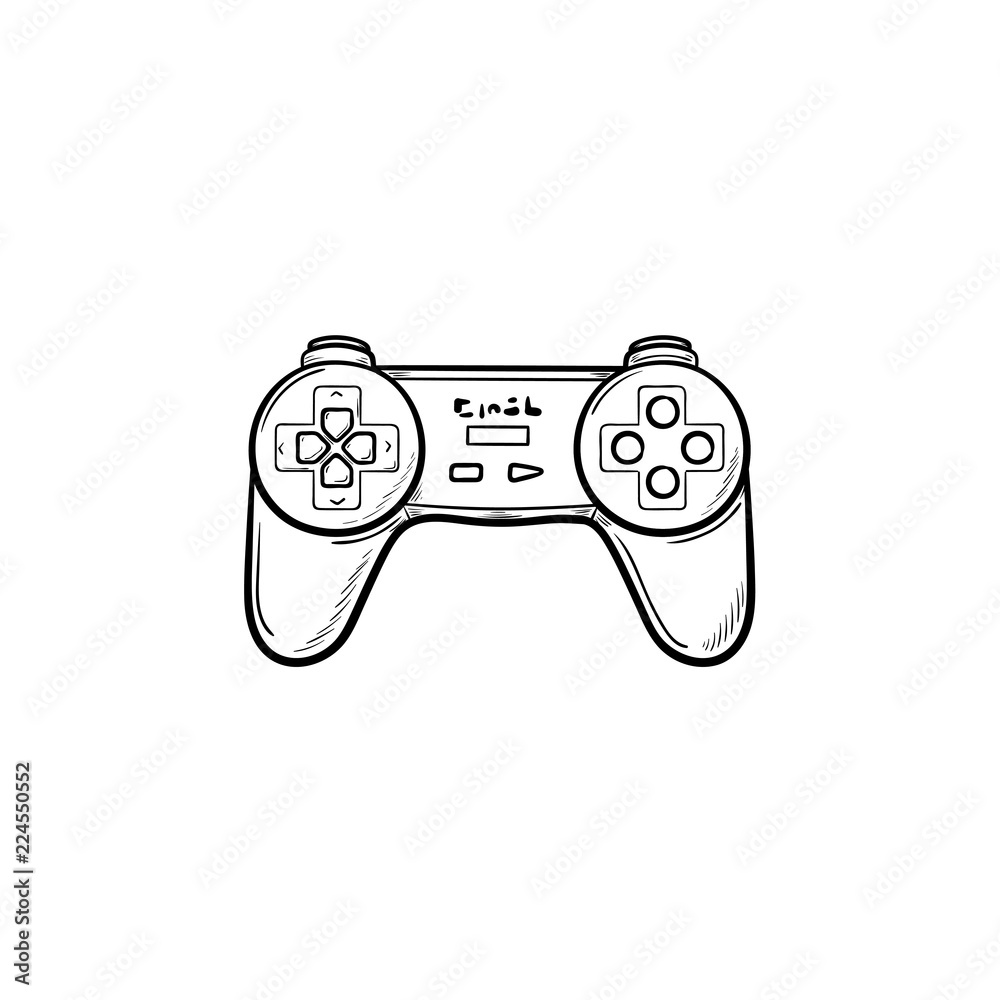 Game joystick hand drawn outline doodle icon. Video game controller and  gamepad, pc game controller concept. Vector sketch illustration for print,  web, mobile and infographics on white background. vector de Stock