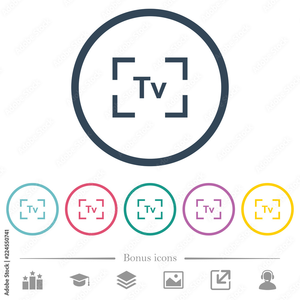 Camera time value mode flat color icons in round outlines Camera time value mode flat color icons in round outlines