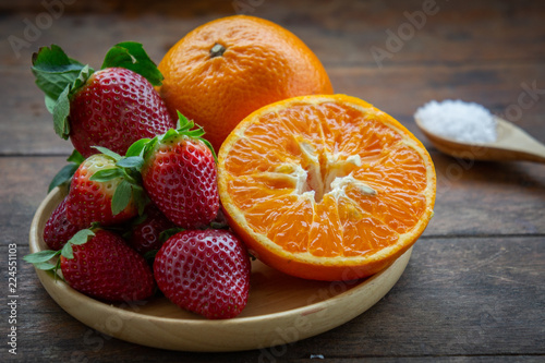 strawberry and orange fruit vitamin diet for healthy