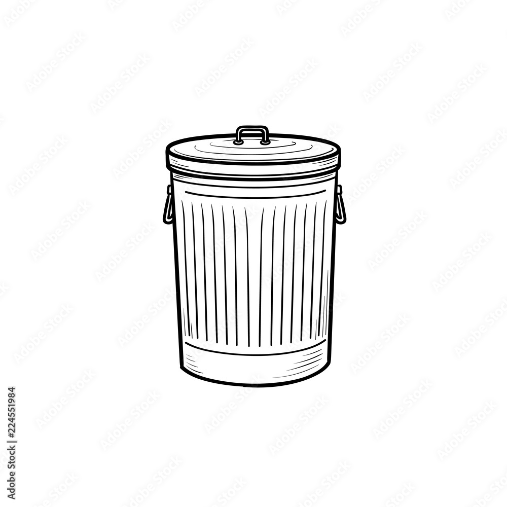 Trash bin hand drawn outline doodle icon Trash bin hand drawn outline doodle icon