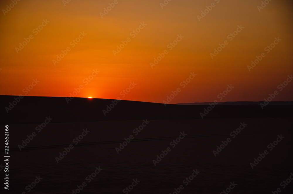 Orange Sunset on Dunes, desert, Egypt