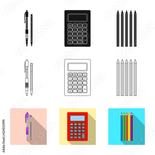 Vector illustration of office and supply sign. Collection of office and school stock symbol for web.