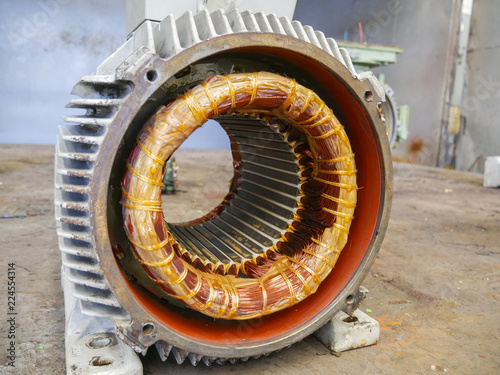 Obraz na płótnie Electric motor stator with winding coil