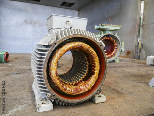 Electric motor stator with winding coil photo