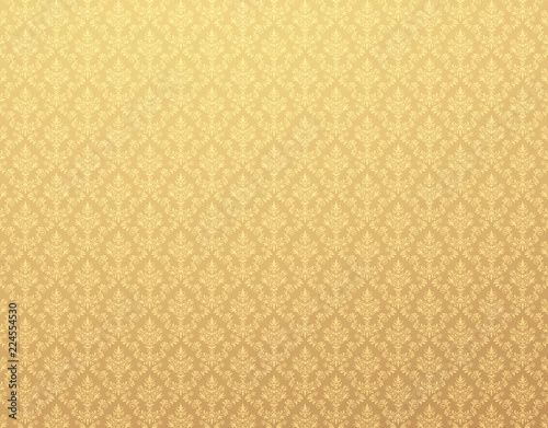 Fototapeta Gold wallpaper with damask pattern