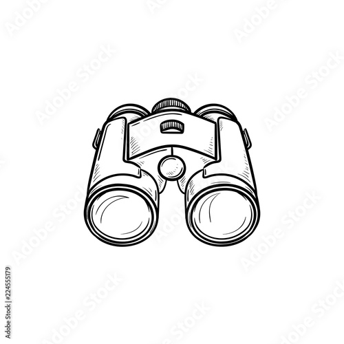 Binoculars hand drawn outline doodle icon. Optical and spy equipment, search, watch and zoom concept. Vector sketch illustration for print, web, mobile and infographics on white background.