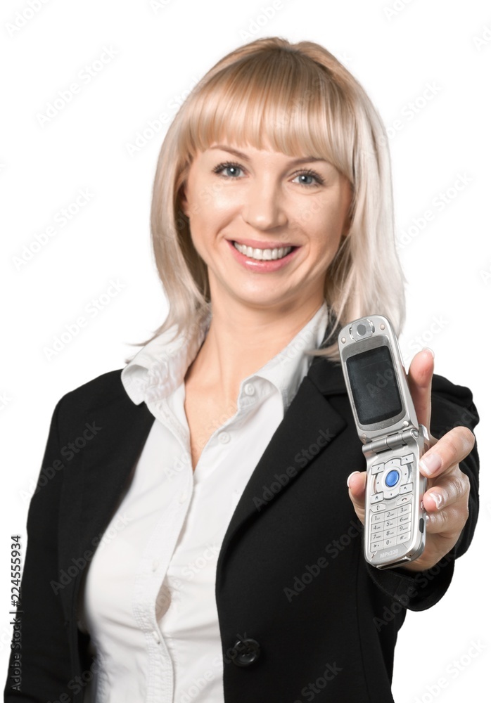Businesswoman holding a cell phone Businesswoman holding a cell phone