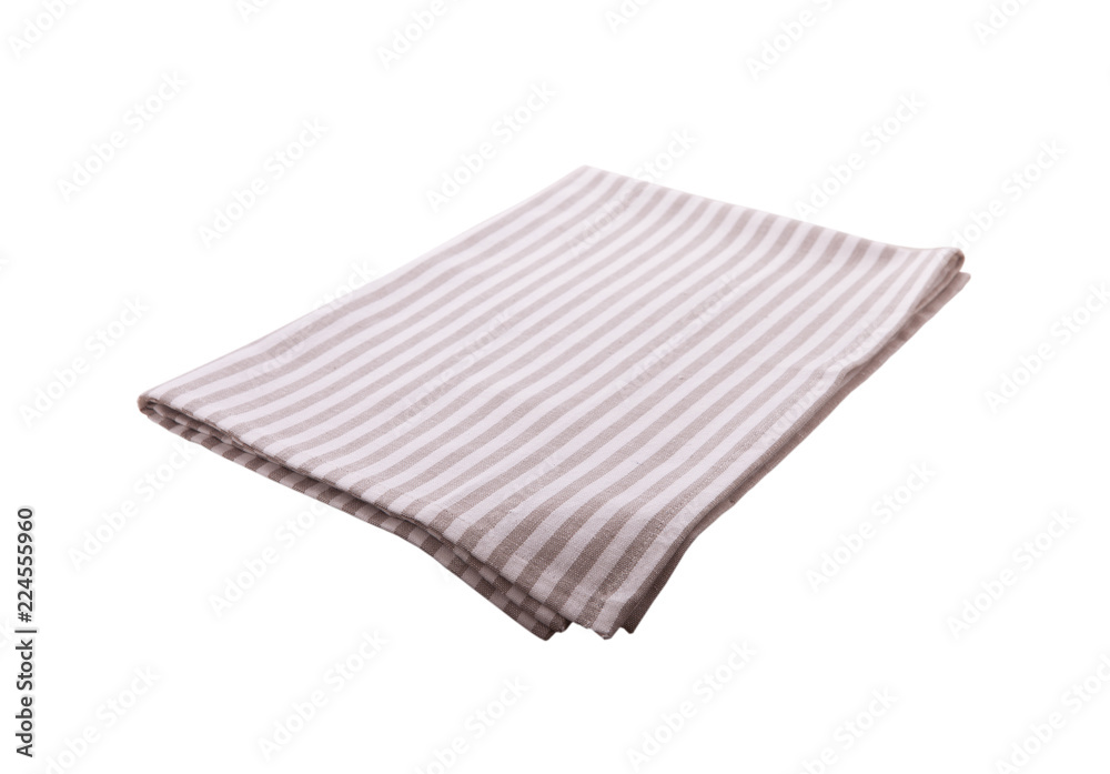 Napkin isolated on white. Multi-colored linen napkins for restaurant. Mock up for design. Top view.