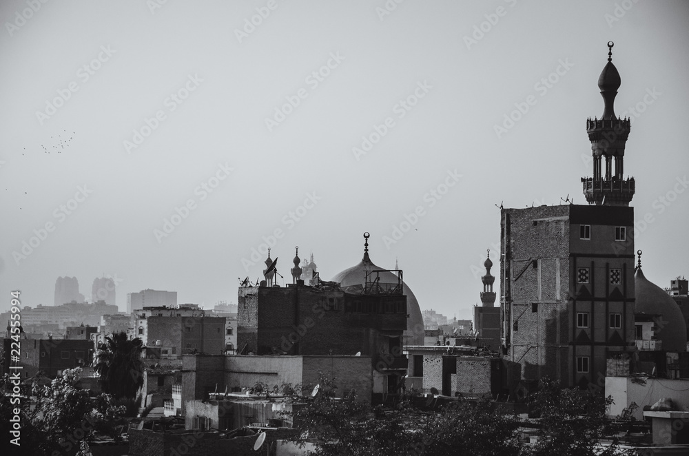 black and white landscape of Cairo, Egypt