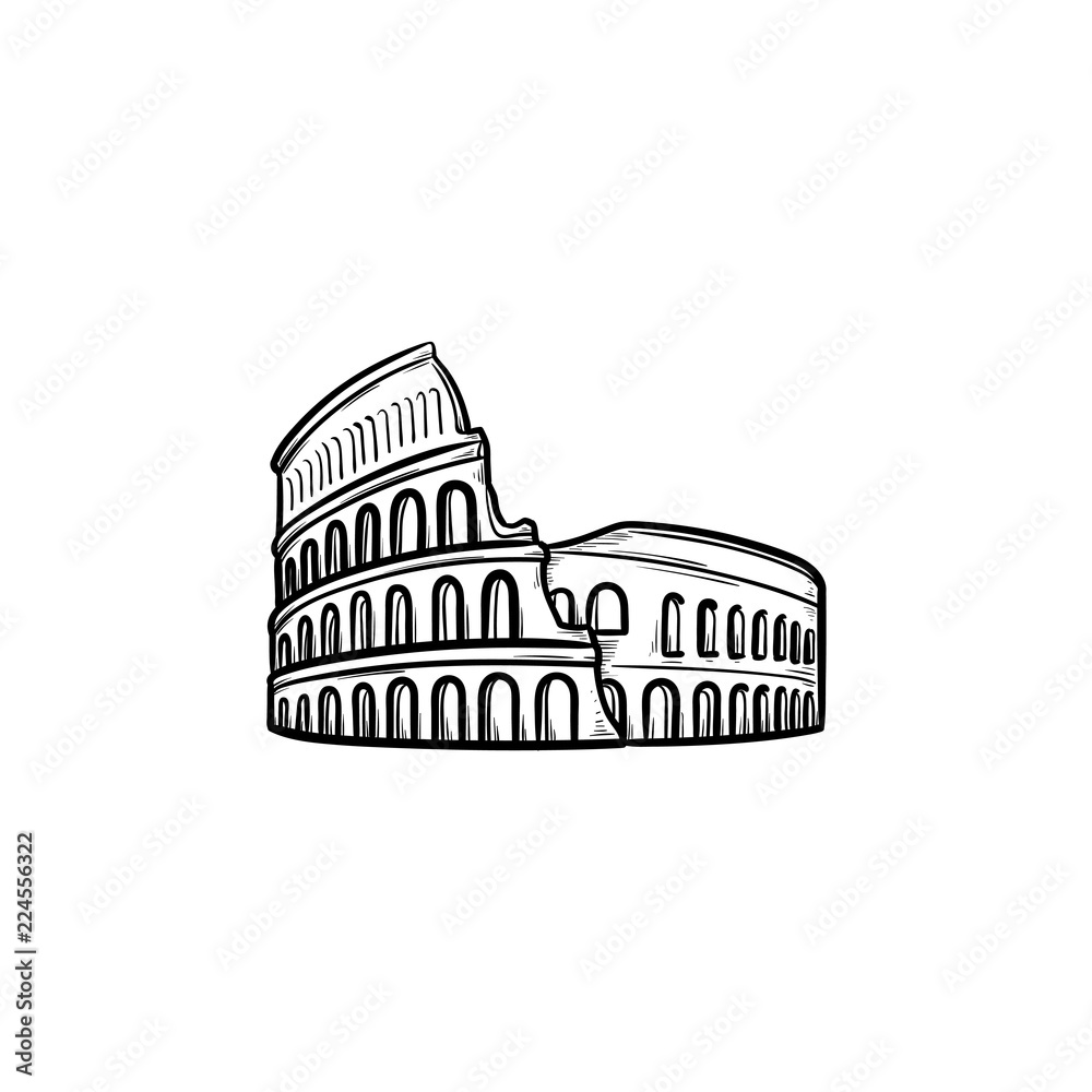Rome coliseum hand drawn outline doodle icon