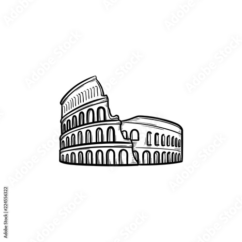 Rome coliseum hand drawn outline doodle icon