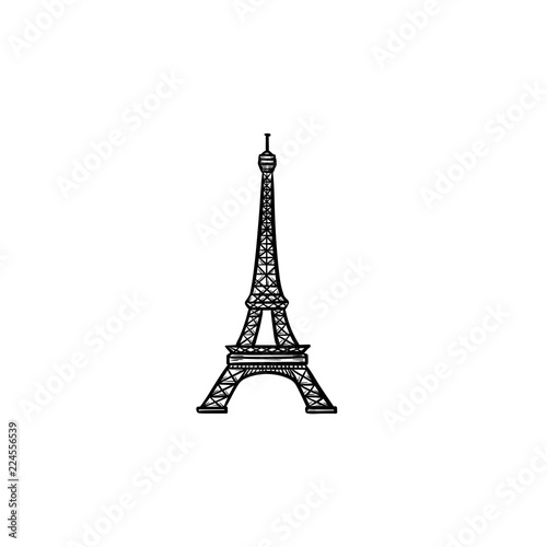 Eiffel Tower hand drawn outline doodle icon. France and landmark, tourism and architecture, famous concept. Vector sketch illustration for print, web, mobile and infographics on white background.