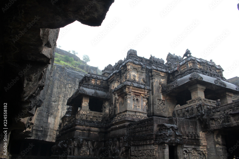 The wonder of Kailasa of Ellora caves, the rock-cut monolithic temple