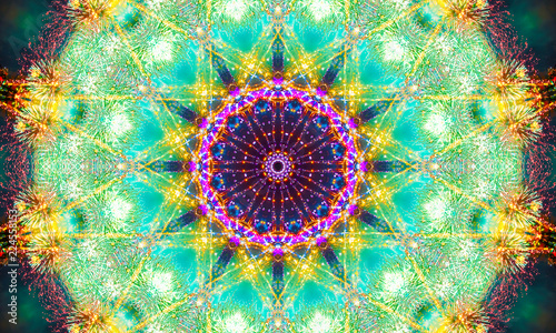 Bright energy like mandala Art with detailed shapes and colorful patterns.