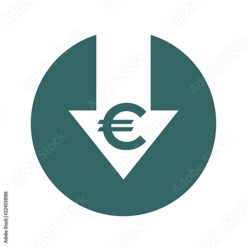 Cost reduction- decrease icon. Vector symbol image isolated on background