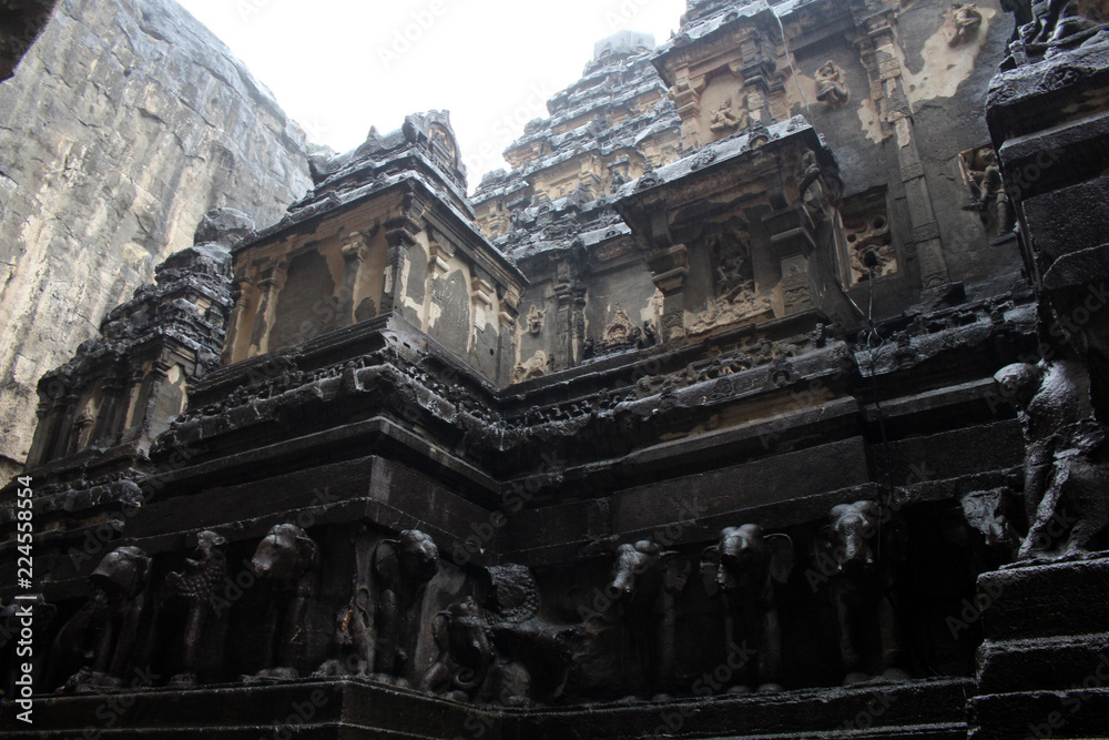 The wonder of Kailasa of Ellora caves, the rock-cut monolithic temple