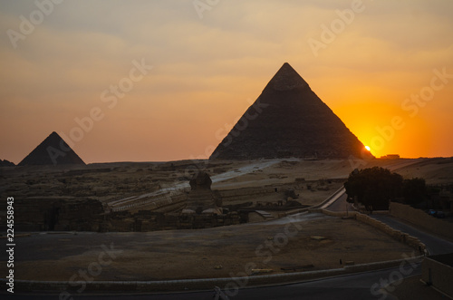 Sunset on the Pyramids of Giza, Cairo, Egypt