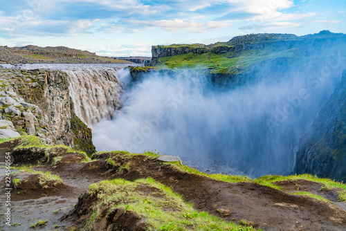 View of Dettifoss waterfall after rain