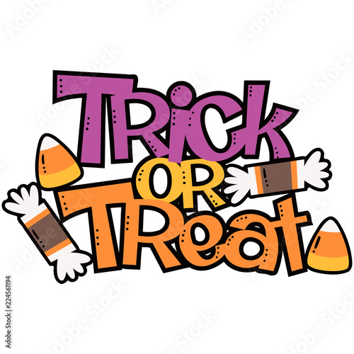 Vector Trick or Treat Candy Halloween Phrase Illustration