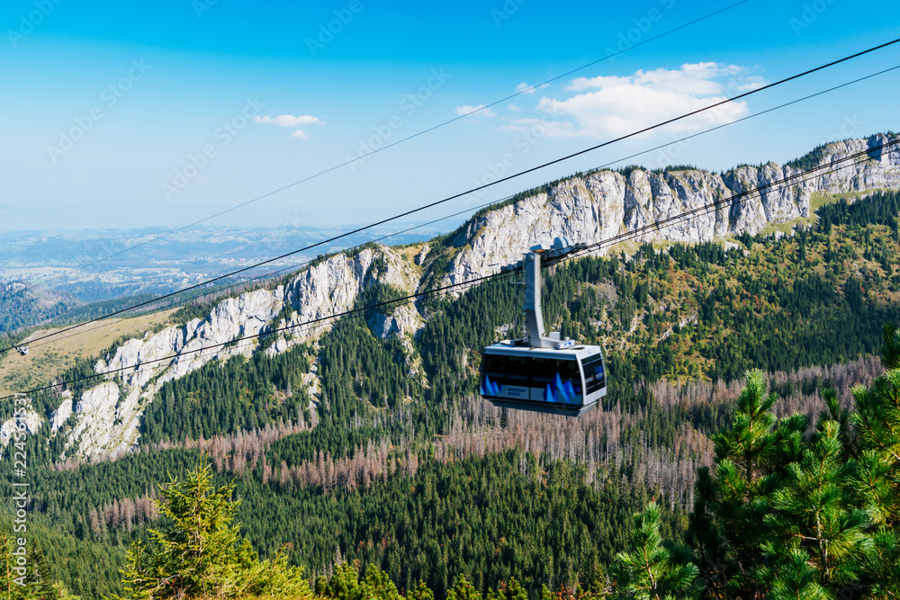 Fototapeta premium The Cable Car To Kasprowy Wierch Peak in the High Tatra, Poland.
