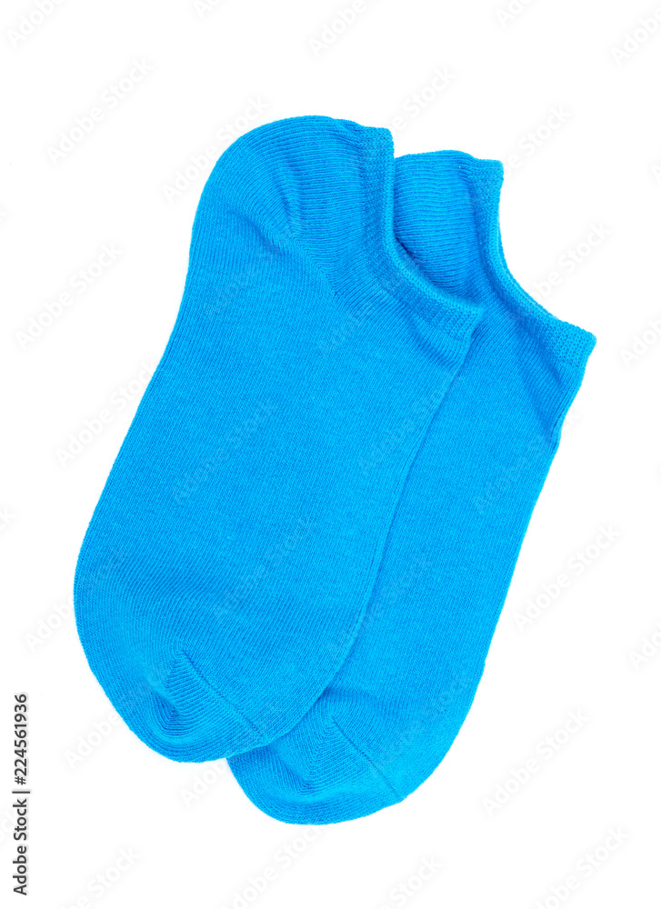 Woman's original ankle low rise light blue socks isolated on white background Woman's original ankle low rise light blue socks isolated on white background