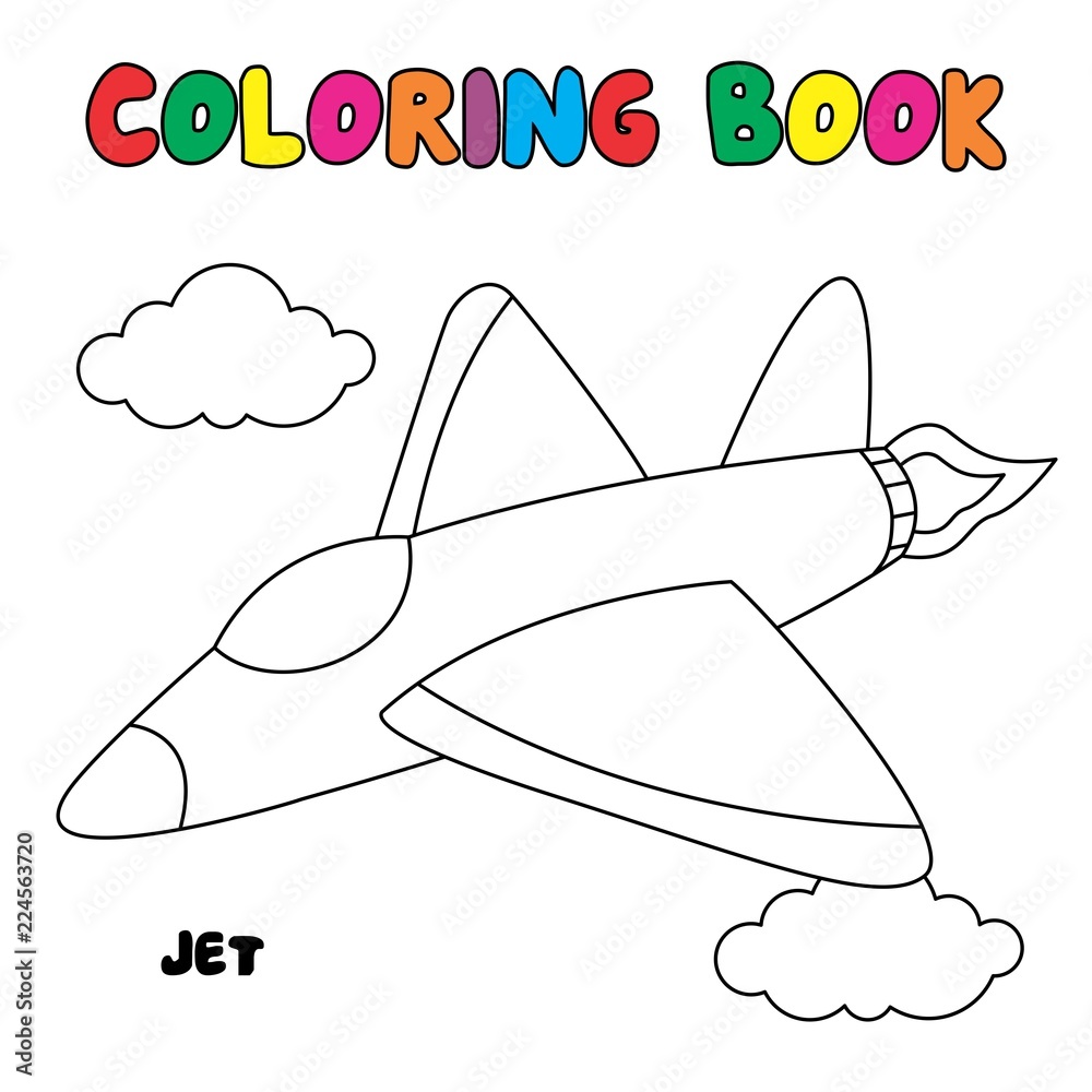 Jet coloring page, coloring book Stock Vector | Adobe Stock