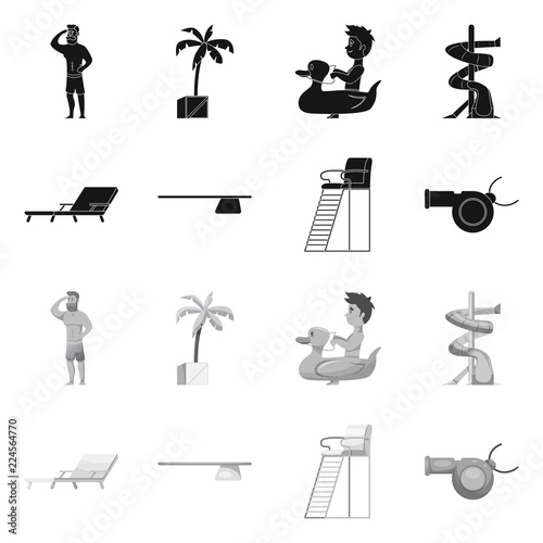 Isolated object of pool and swimming symbol. Collection of pool and activity stock vector illustration.