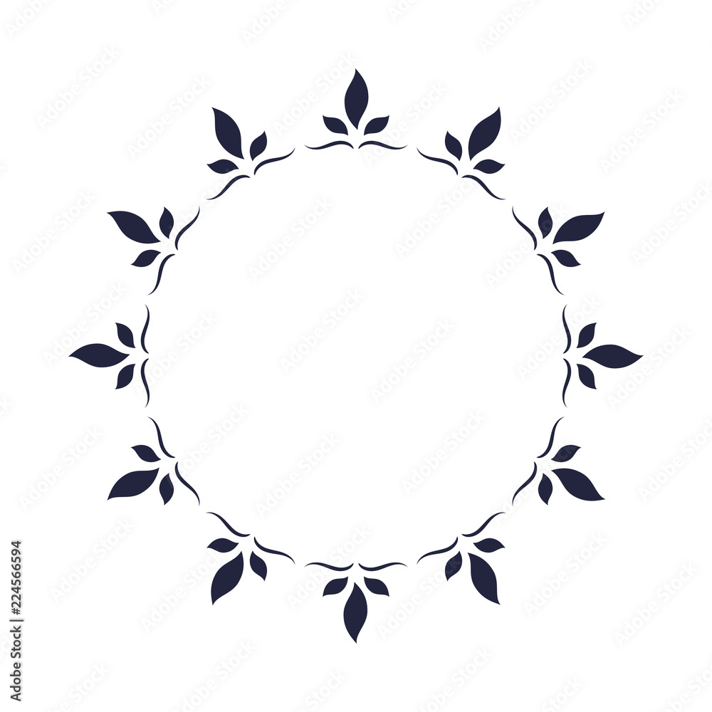 Floral circular vector frame