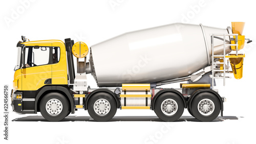 Foto Side View of Cement Mixer 3d rendering