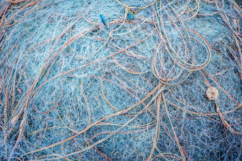 Pile of commercial fishing nets