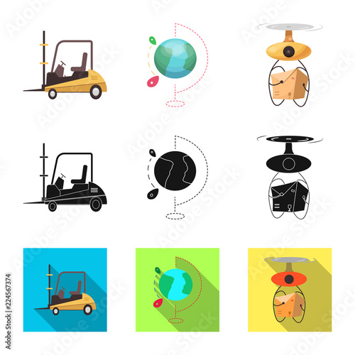 Vector illustration of goods and cargo sign. Set of goods and warehouse stock vector illustration.